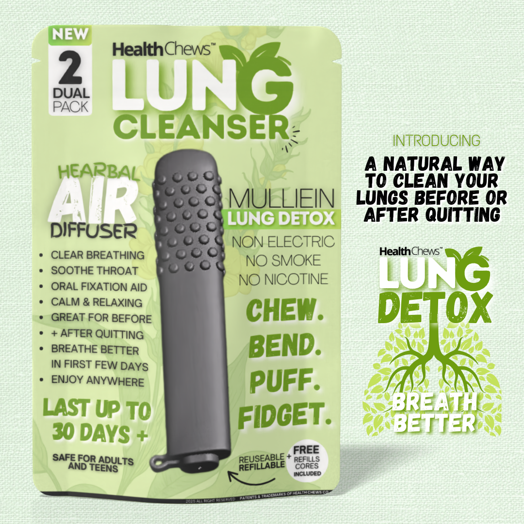 NEW Mullein Lung Detox Chewable Breather PuffBar with Refills, Craving Relief Puffer Help for Quitting Smoking, Vaping, and Bad Habits