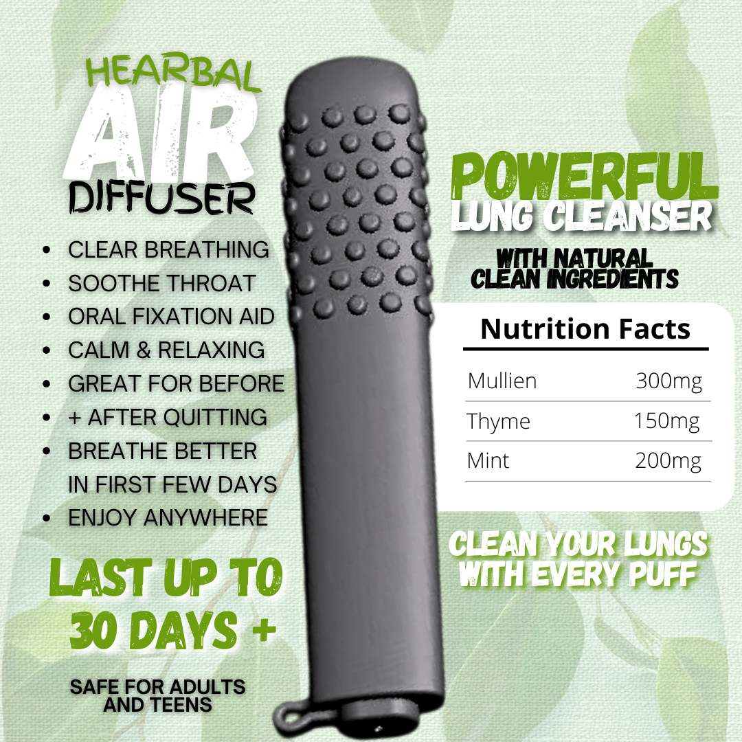 NEW Mullein Lung Detox Chewable Breather PuffBar with Refills, Craving Relief Puffer Help for Quitting Smoking, Vaping, and Bad Habits