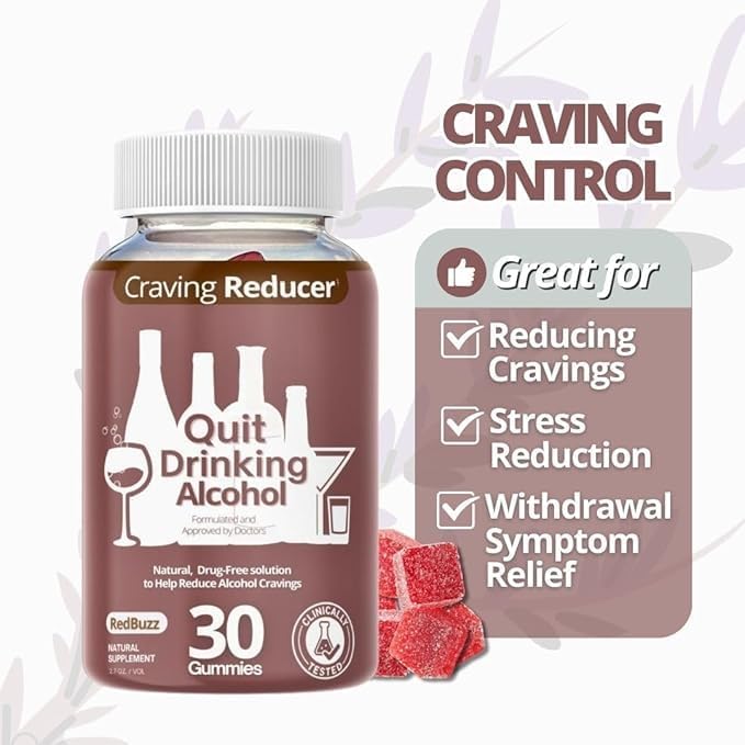 Quit Drinking Alcohol Support Gummies - Natural Craving Control & Liver Detox Supplement