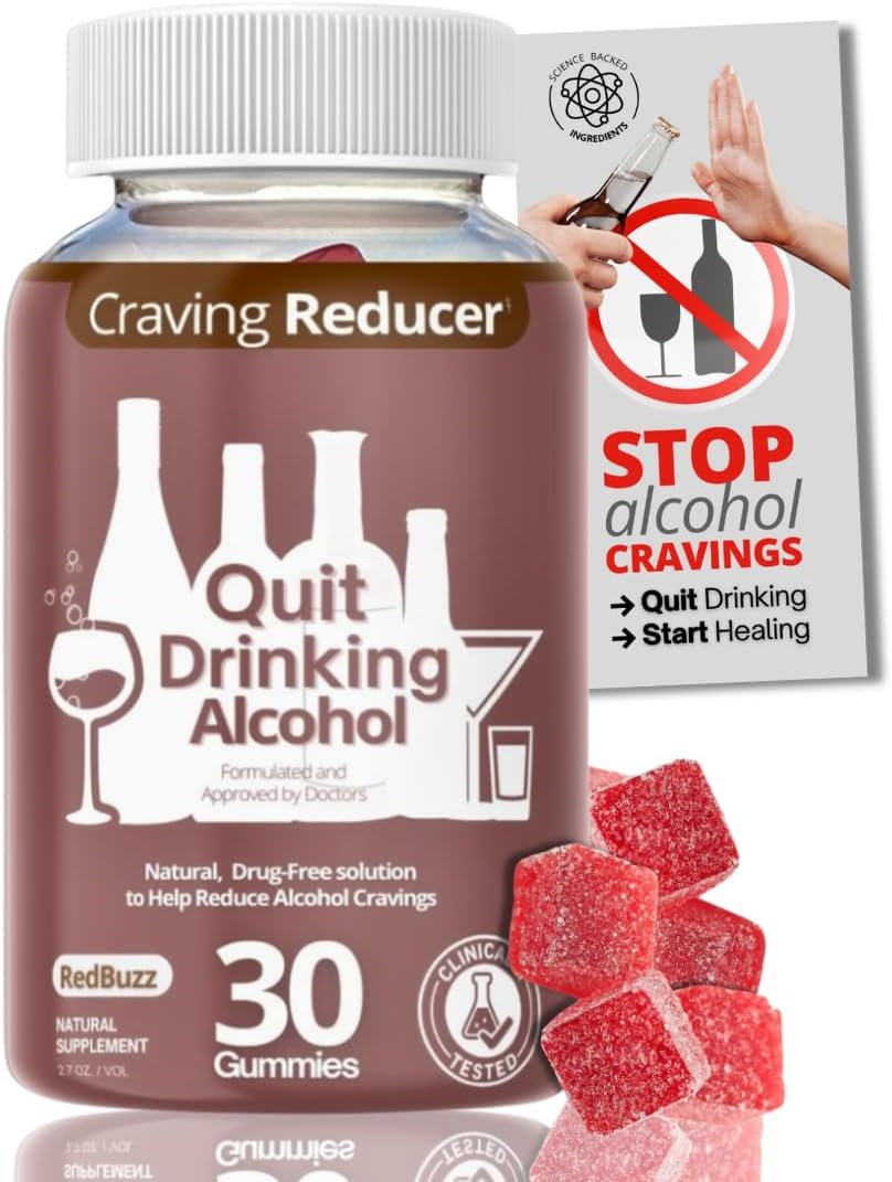 Quit Drinking Alcohol Support Gummies - Natural Craving Control & Liver Detox Supplement