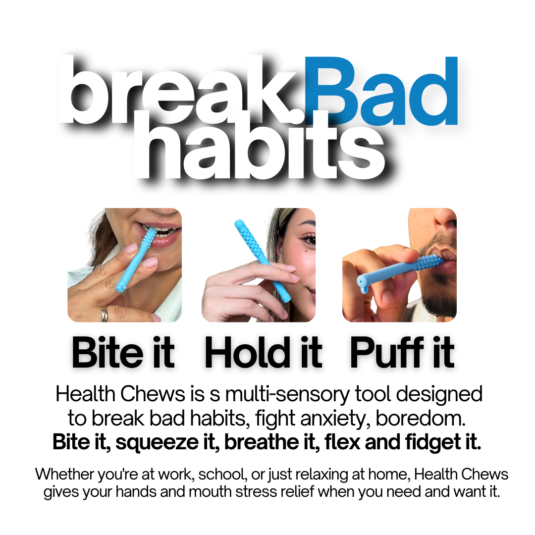 Health Chews Aroma Flex Relief Breathers with Reusable Flavor Cores to Help Quit Smoking, Vaping, Alcohol and Bad Habits