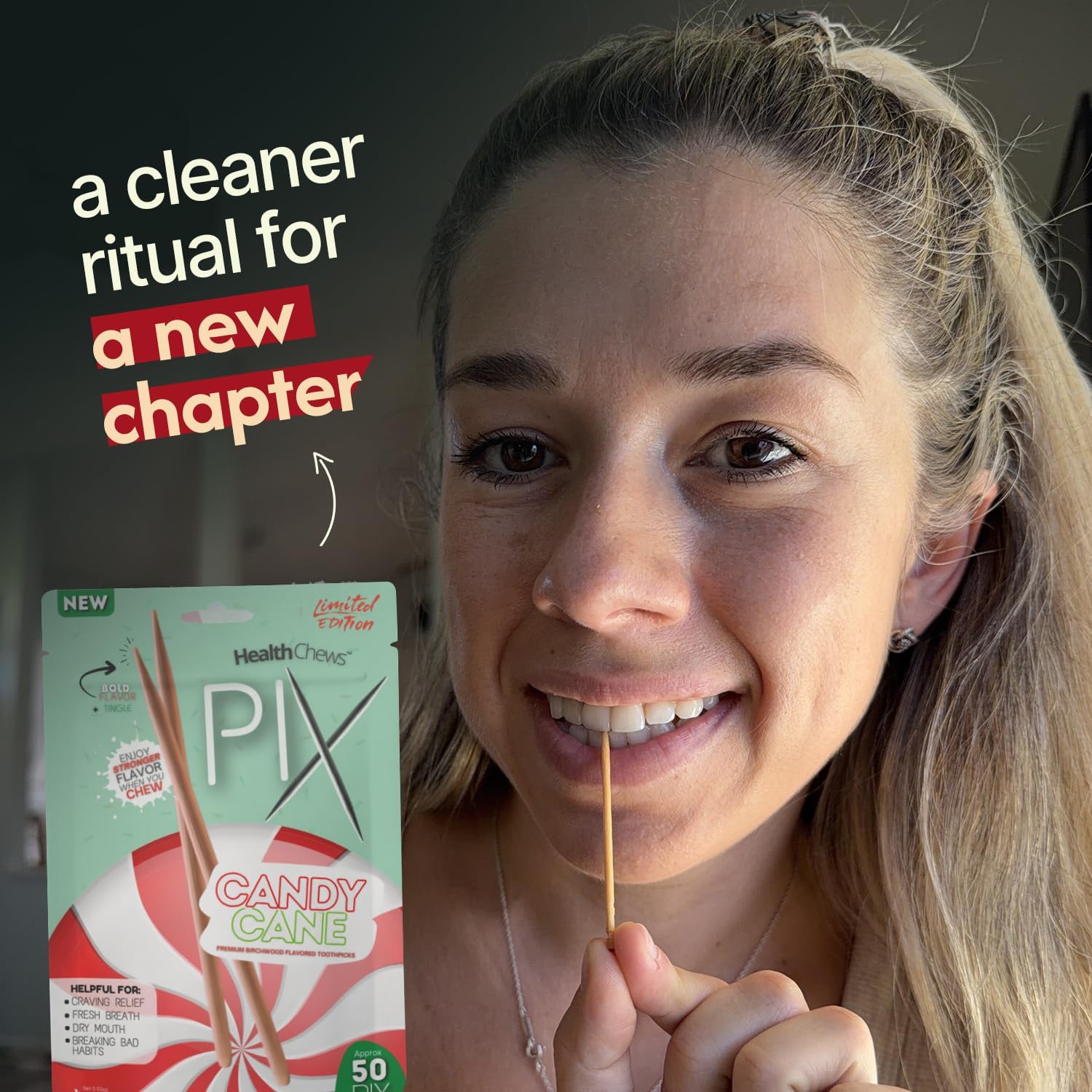 Chewable Flavored Toothpicks for Craving Support - Nicotine Free Mint & Cinnamon Picks