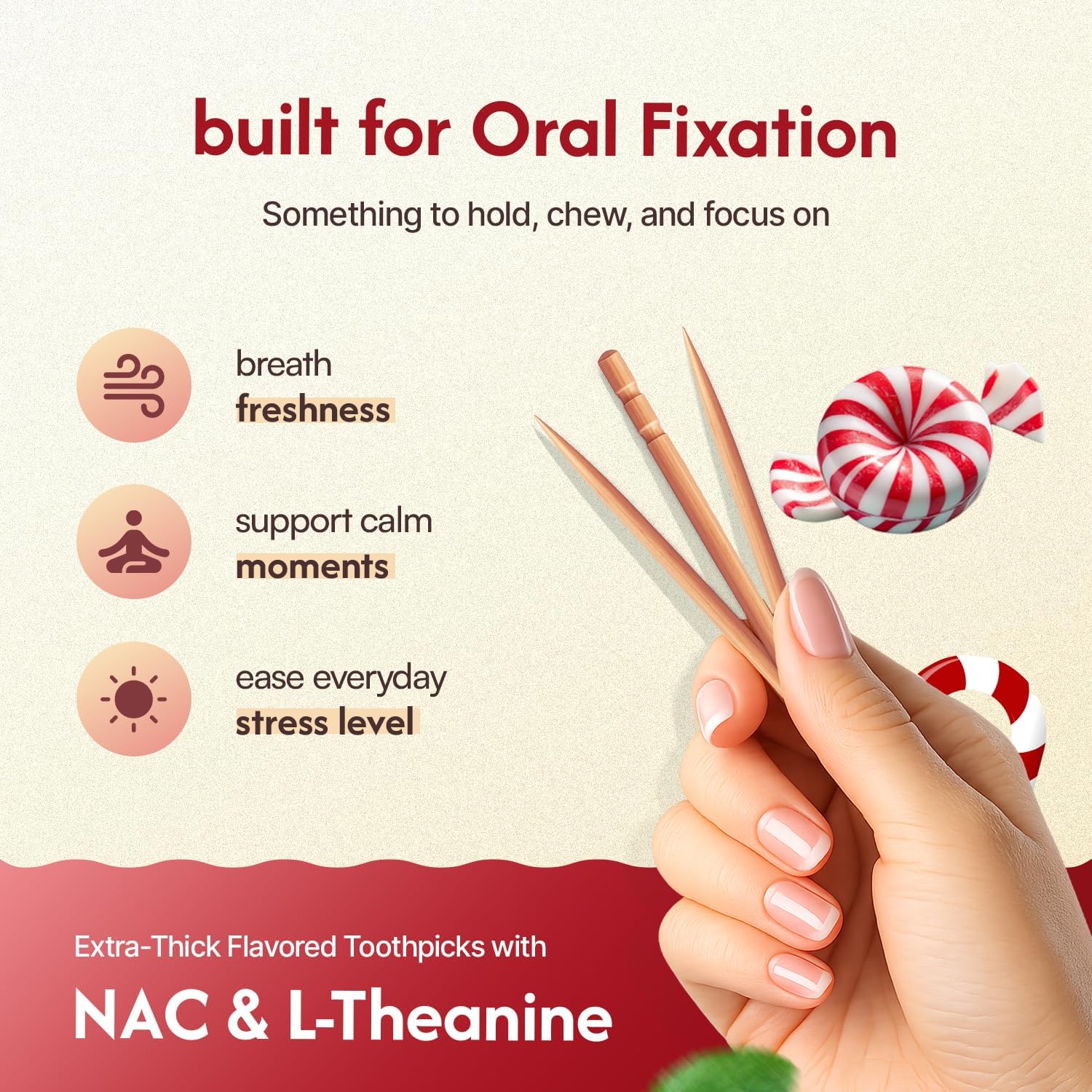 Chewable Flavored Toothpicks for Craving Support - Nicotine Free Mint & Cinnamon Picks