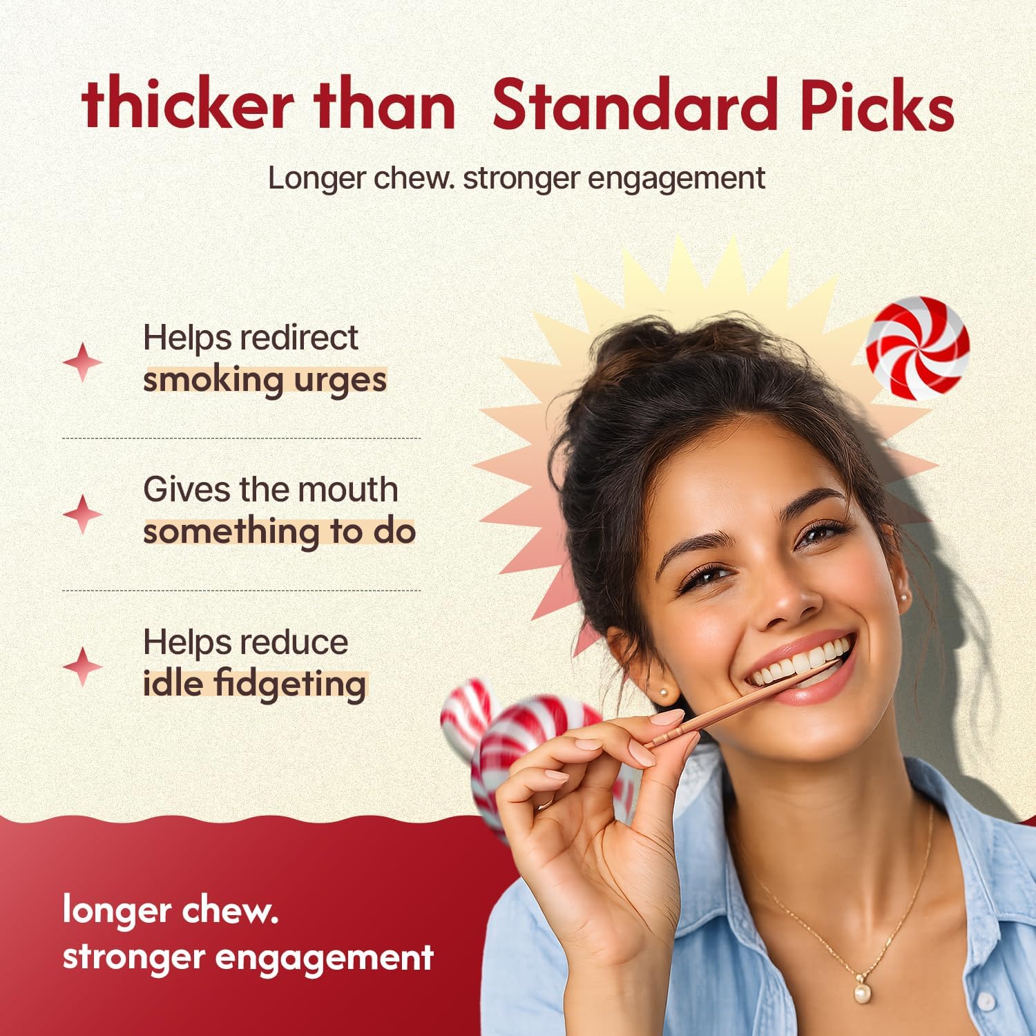 Chewable Flavored Toothpicks for Craving Support - Nicotine Free Mint & Cinnamon Picks