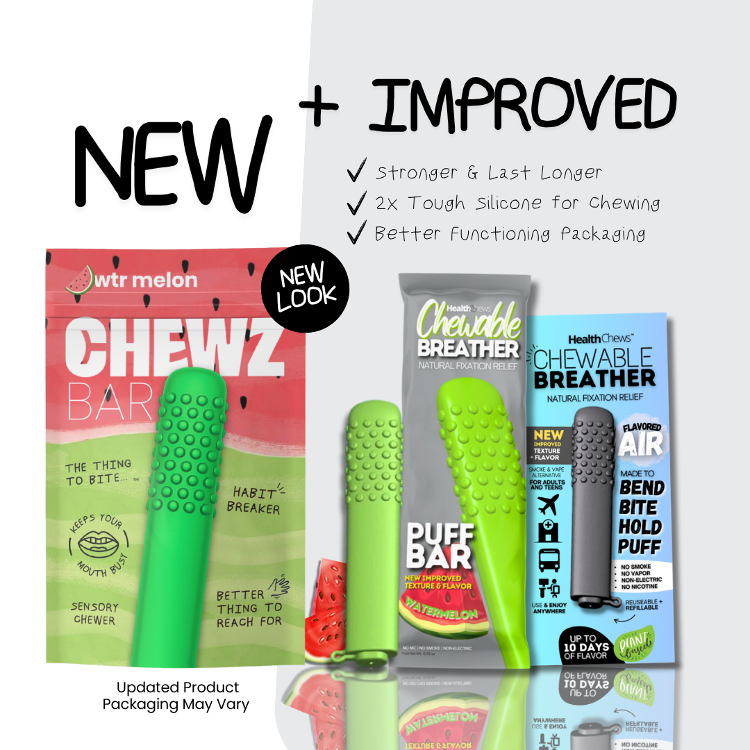 Sensory Fidget Stick, Mix 4 Pack, Wellness Oral Fixation Tool, Stress Relief Silicone Chewer Accessory
