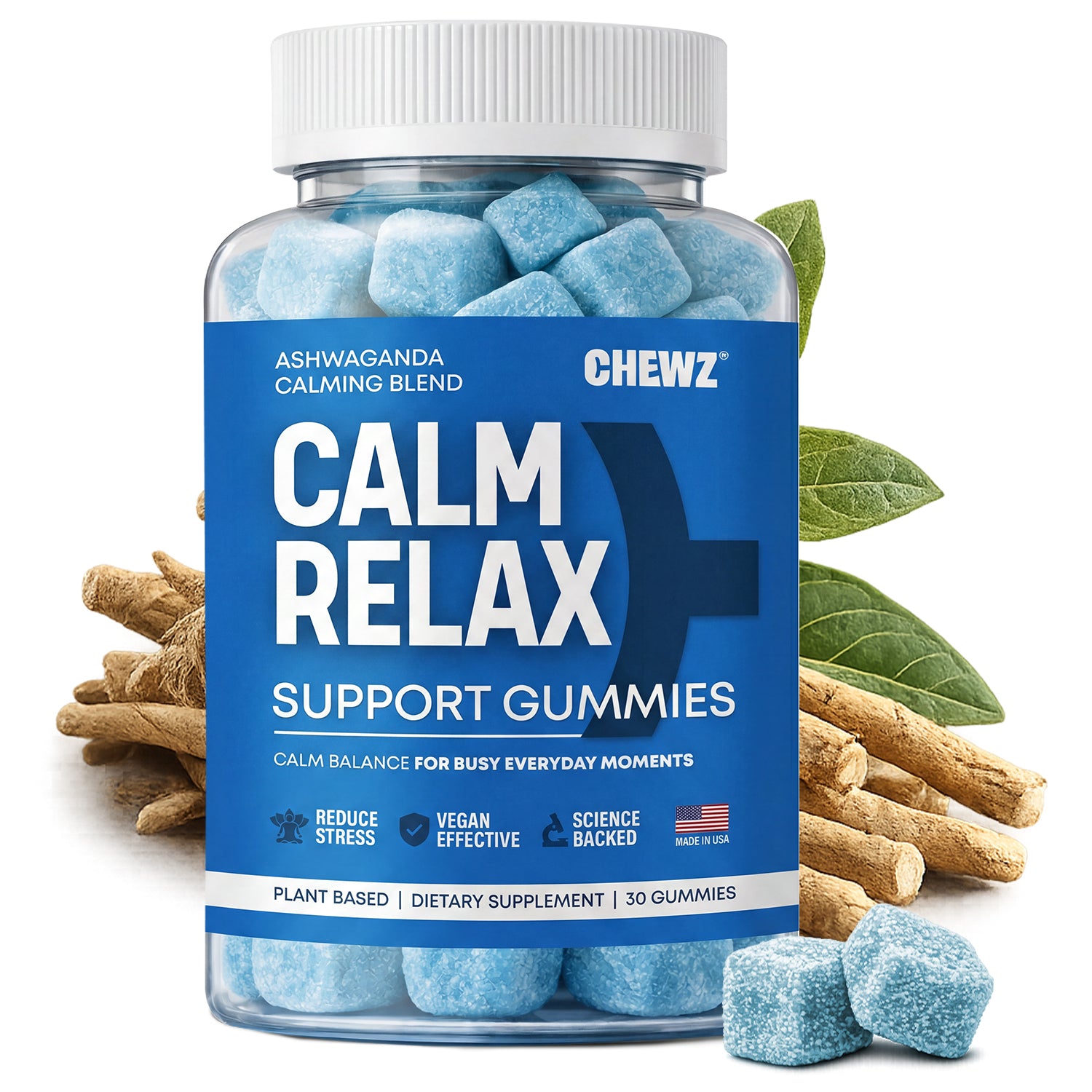 Calm & Stress Support Gummies — Ashwagandha, Magnesium | CHEWZ