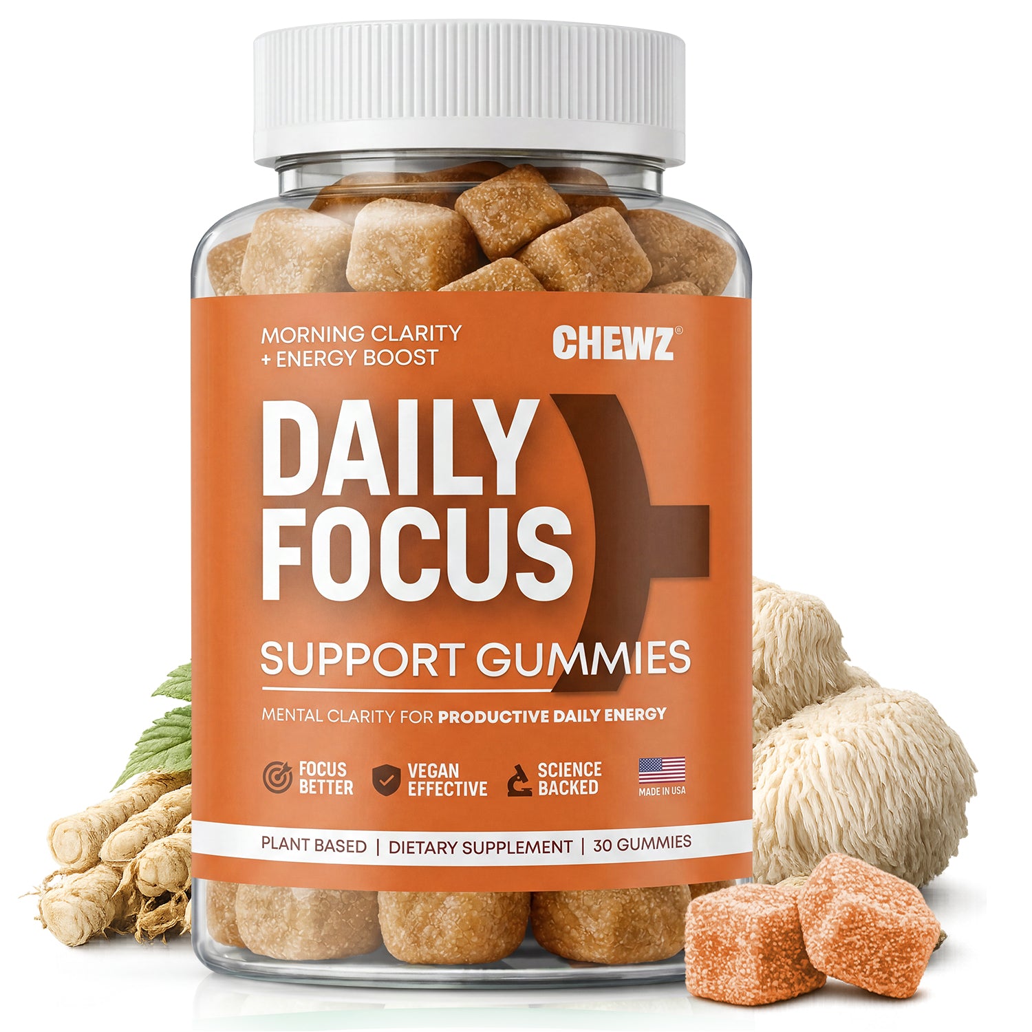 Daily Focus & Energy Gummies — American Ginseng, Vitamin B12 | CHEWZ