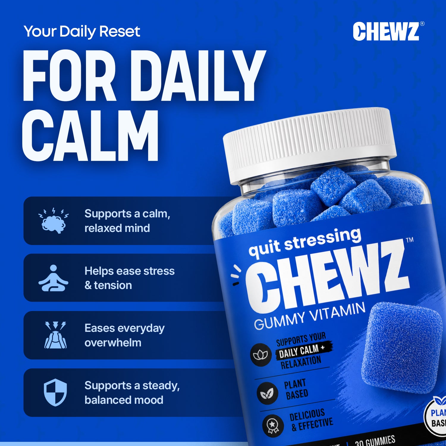Calm & Stress Support Gummies — Ashwagandha, Magnesium | CHEWZ