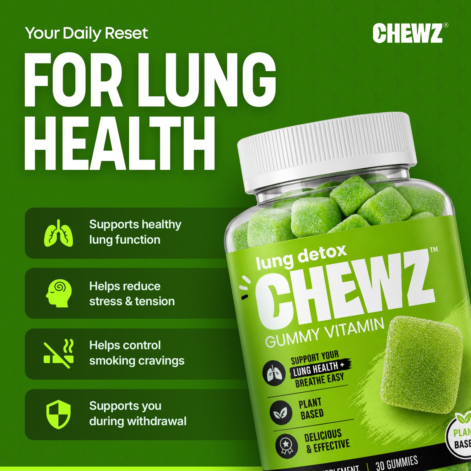Respiratory & Breathing Wellness Gummies — L-Theanine 110mg | CHEWZ