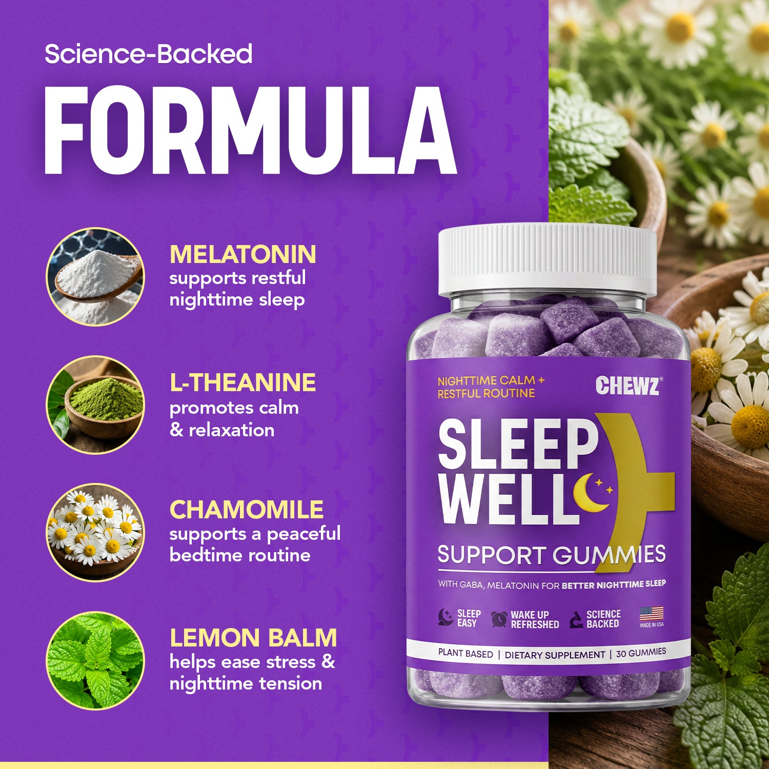 Sleep Support Gummies — Melatonin, L-Theanine | CHEWZ