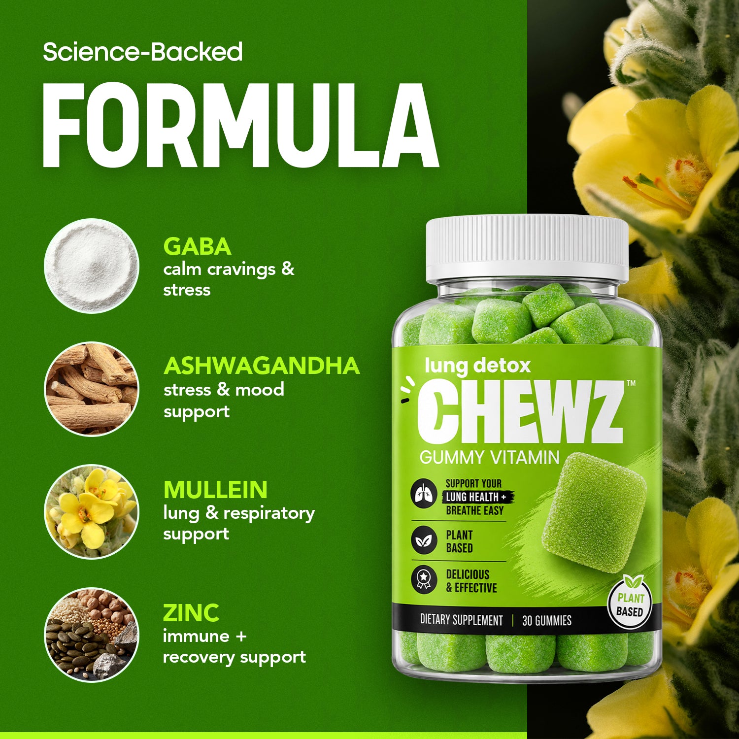 Respiratory & Breathing Wellness Gummies — L-Theanine 110mg | CHEWZ