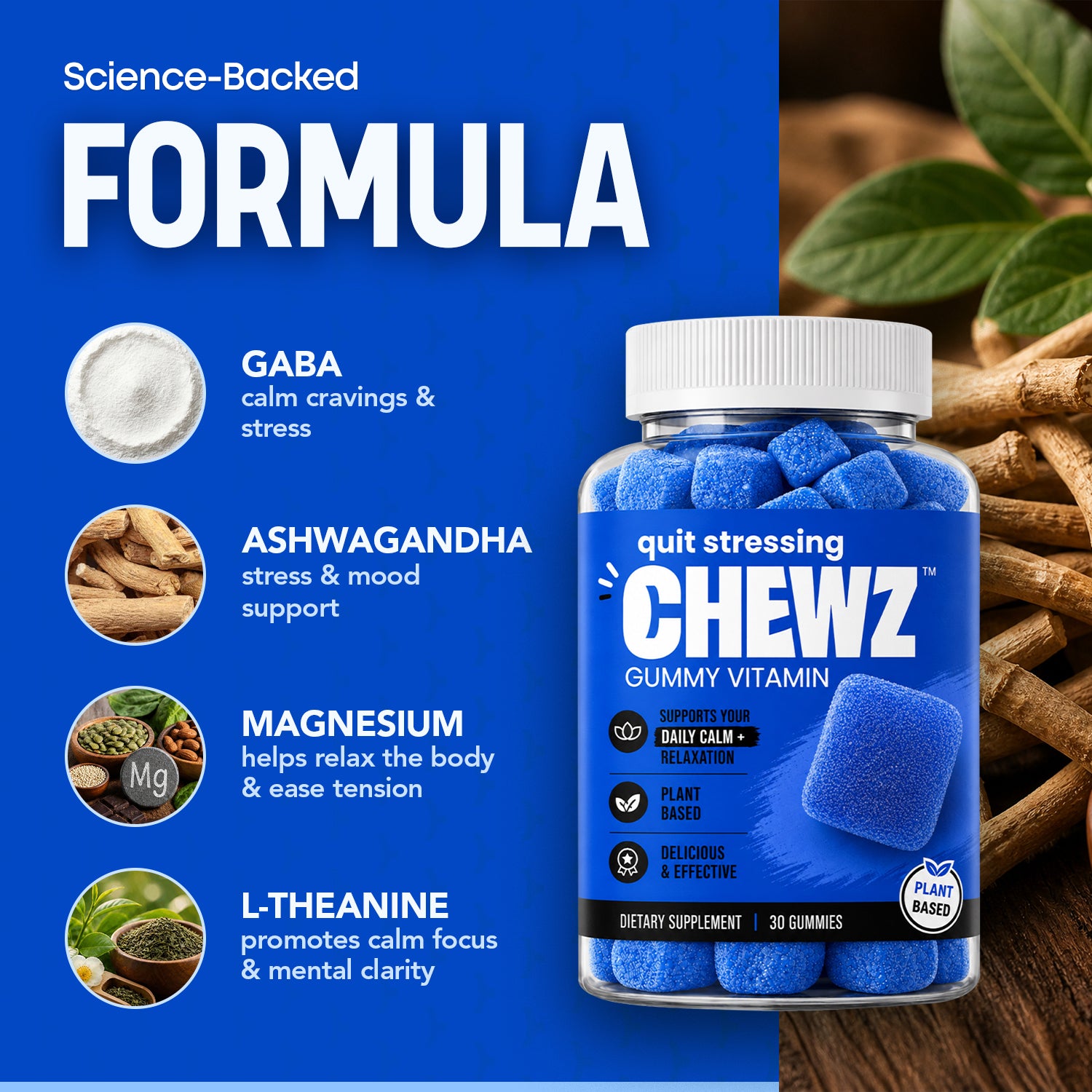 Calm & Stress Support Gummies — Ashwagandha, Magnesium | CHEWZ