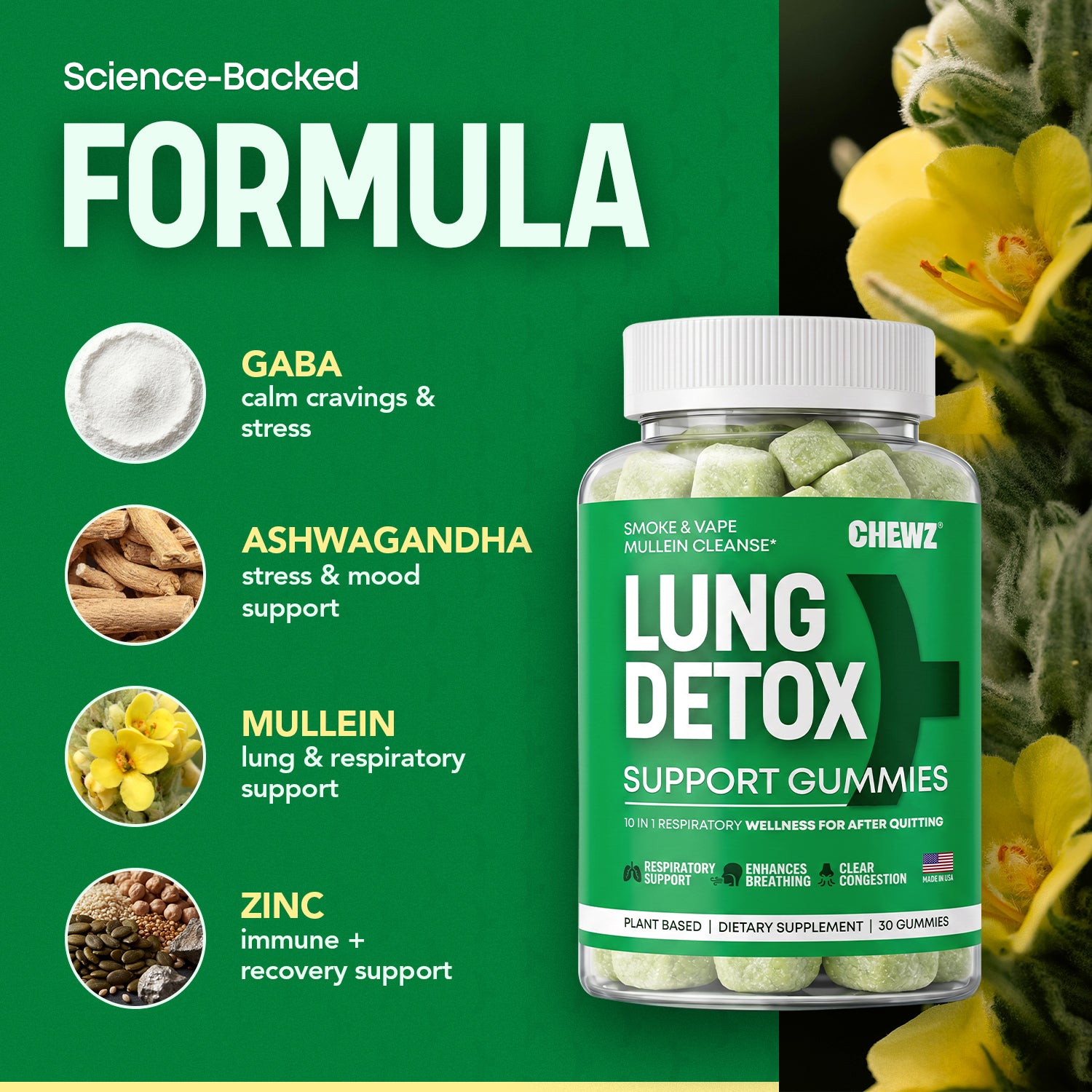 Respiratory & Breathing Wellness Gummies — L-Theanine 110mg | CHEWZ