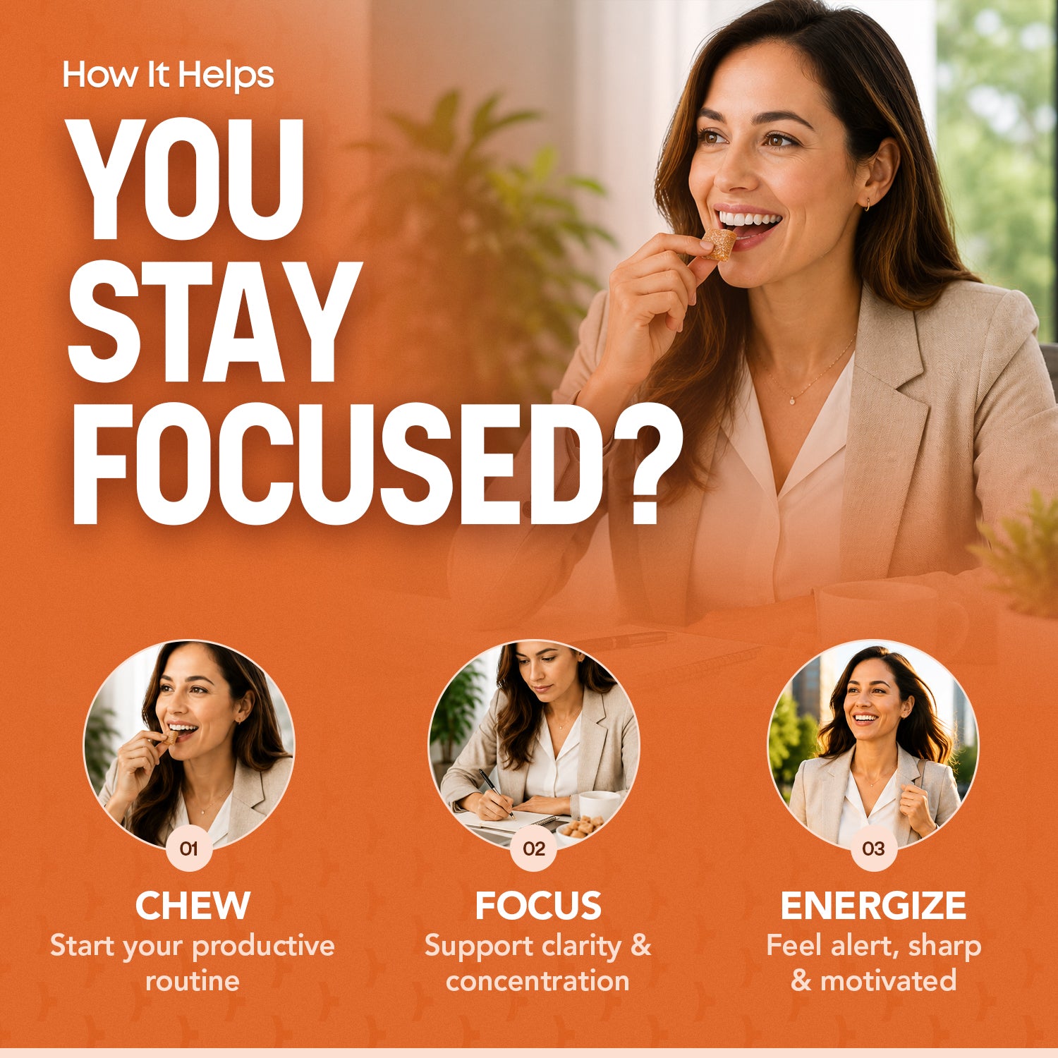 Daily Focus & Energy Gummies — American Ginseng, Vitamin B12 | CHEWZ