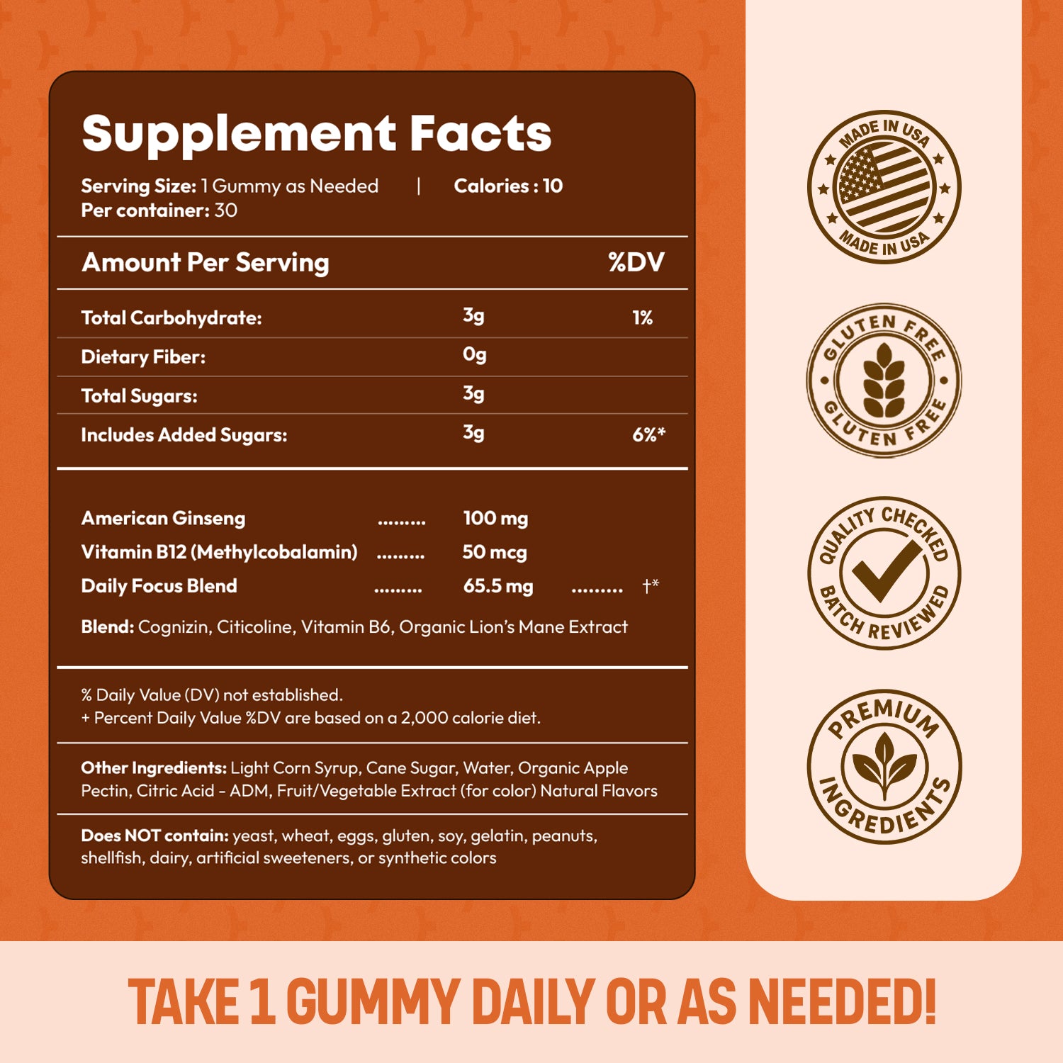 Daily Focus & Energy Gummies — American Ginseng, Vitamin B12 | CHEWZ