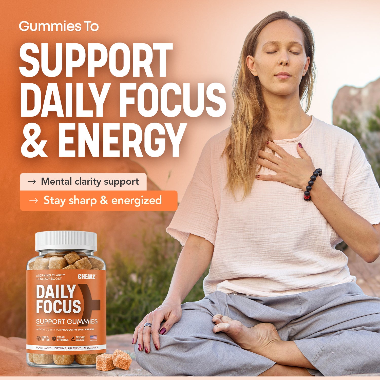 Daily Focus & Energy Gummies — American Ginseng, Vitamin B12 | CHEWZ