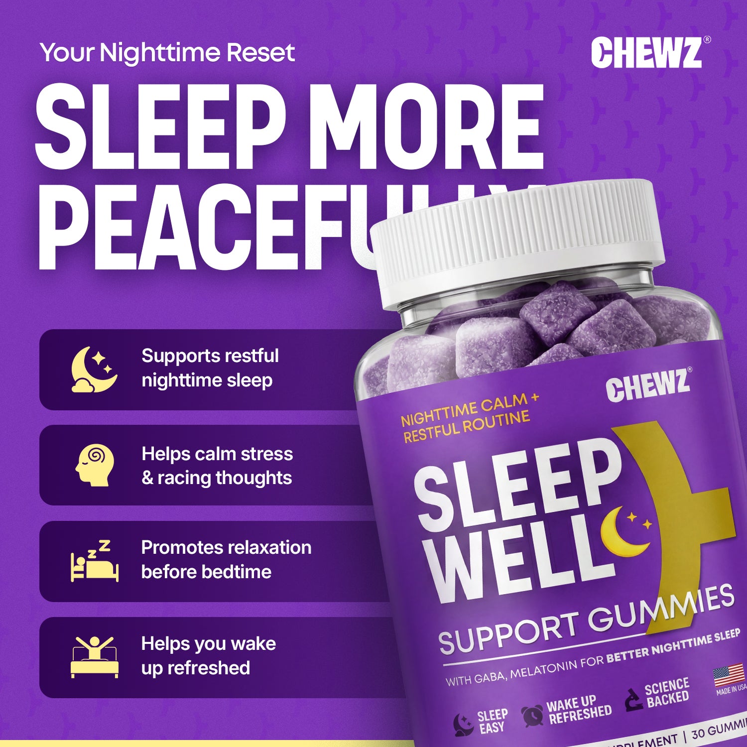 Sleep Support Gummies — Melatonin, L-Theanine | CHEWZ