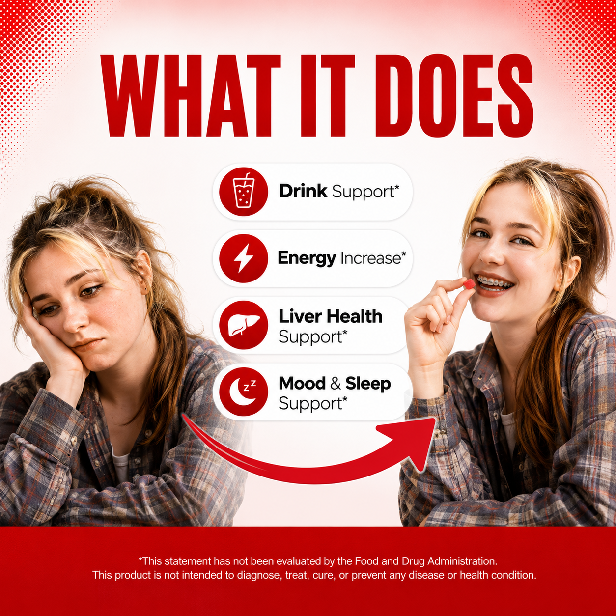 Quit Drinking Alcohol Support Gummies - Natural Craving Control & Liver Detox Supplement