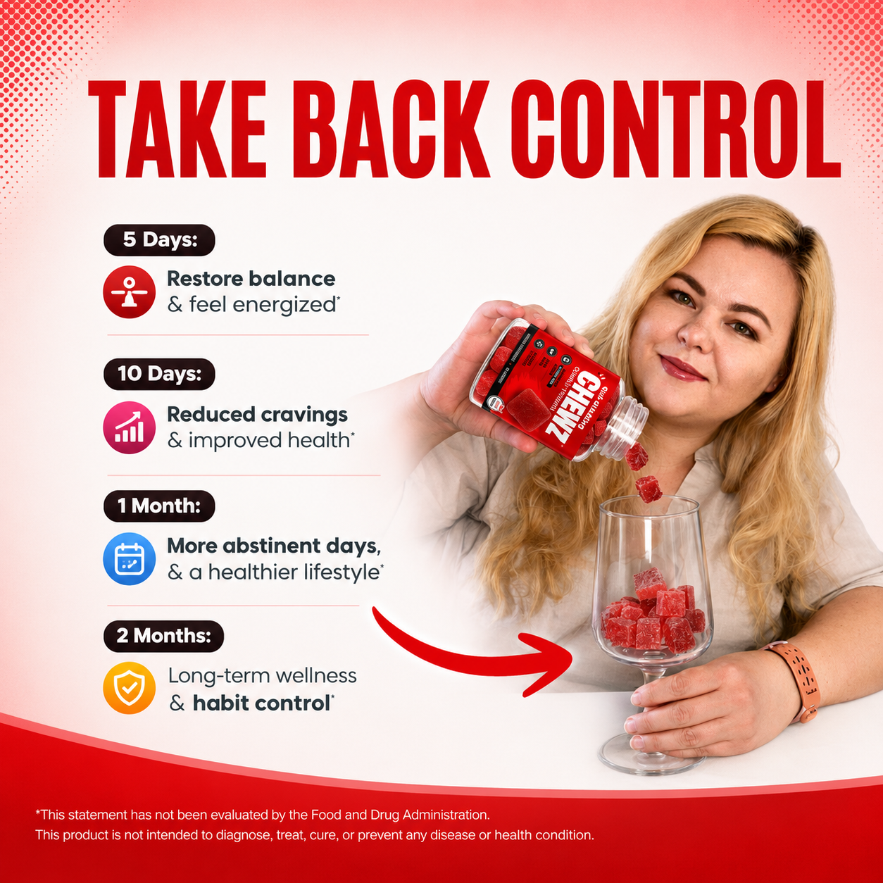 Quit Drinking Alcohol Support Gummies - Natural Craving Control & Liver Detox Supplement