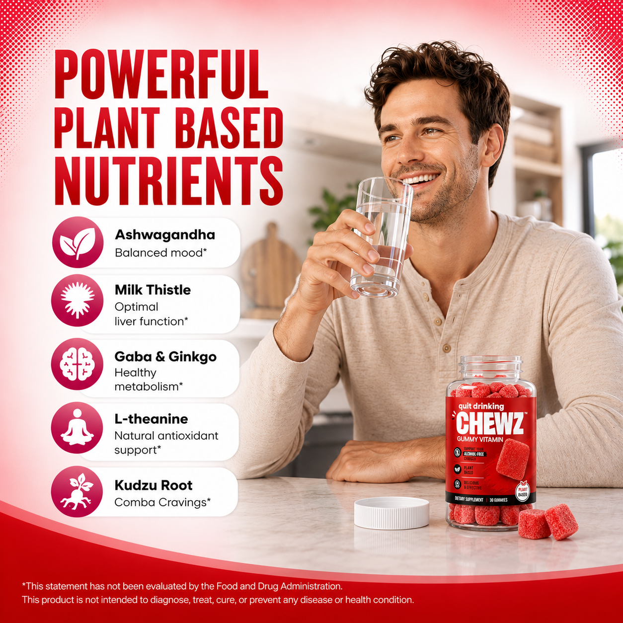 Quit Drinking Alcohol Support Gummies - Natural Craving Control & Liver Detox Supplement