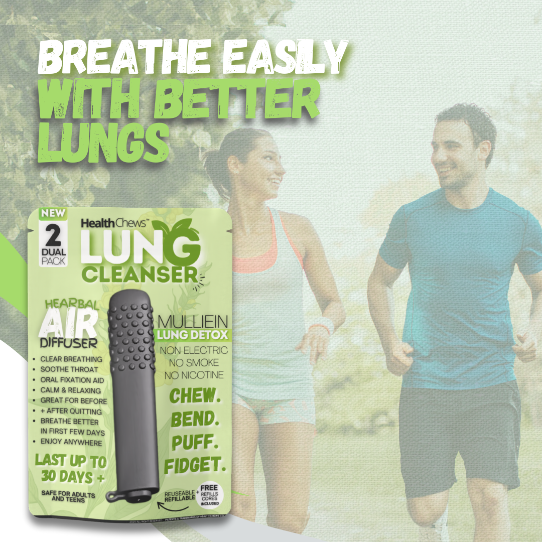 NEW Mullein Lung Detox Chewable Breather PuffBar with Refills, Craving Relief Puffer Help for Quitting Smoking, Vaping, and Bad Habits